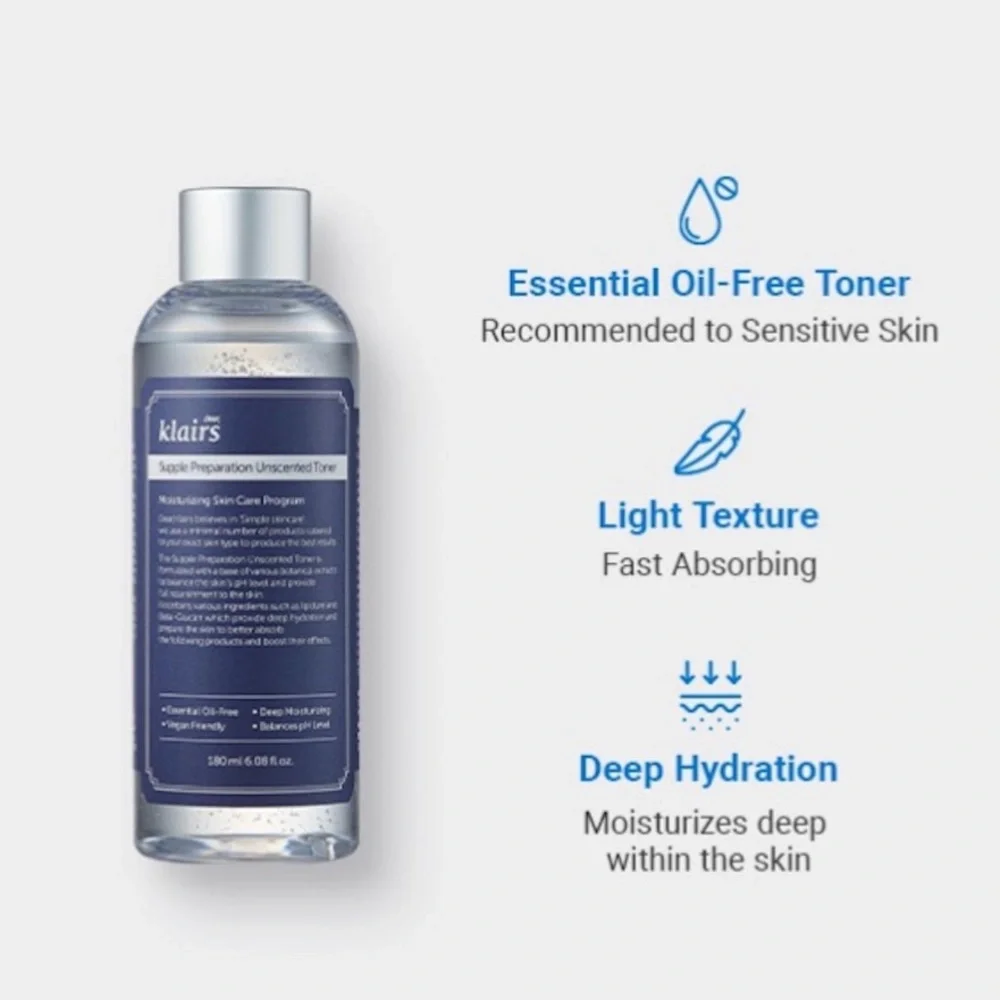 $4❤️‍🔥 Klairs Supple Prepartion Unscented Toner Travel Size 🪞 NEW IN BOX Dear